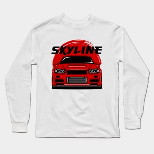 Red Skyline R34 Long Sleeve T-Shirt